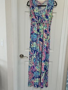 Colorful Paisley  Maxi Dress - Blue Pink & Mint